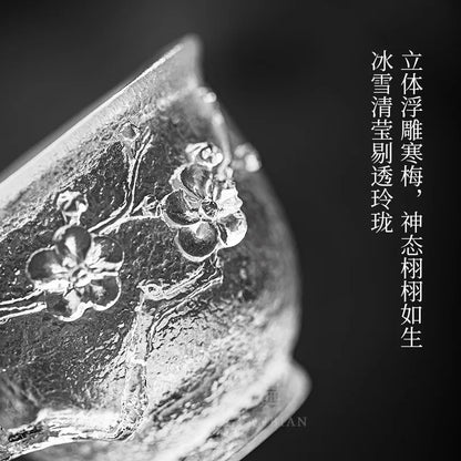 Japanese Glass Tea Cup Handmade Kung Fu Tea Set Plum Blossom Cup Master Cup Single Cup Large