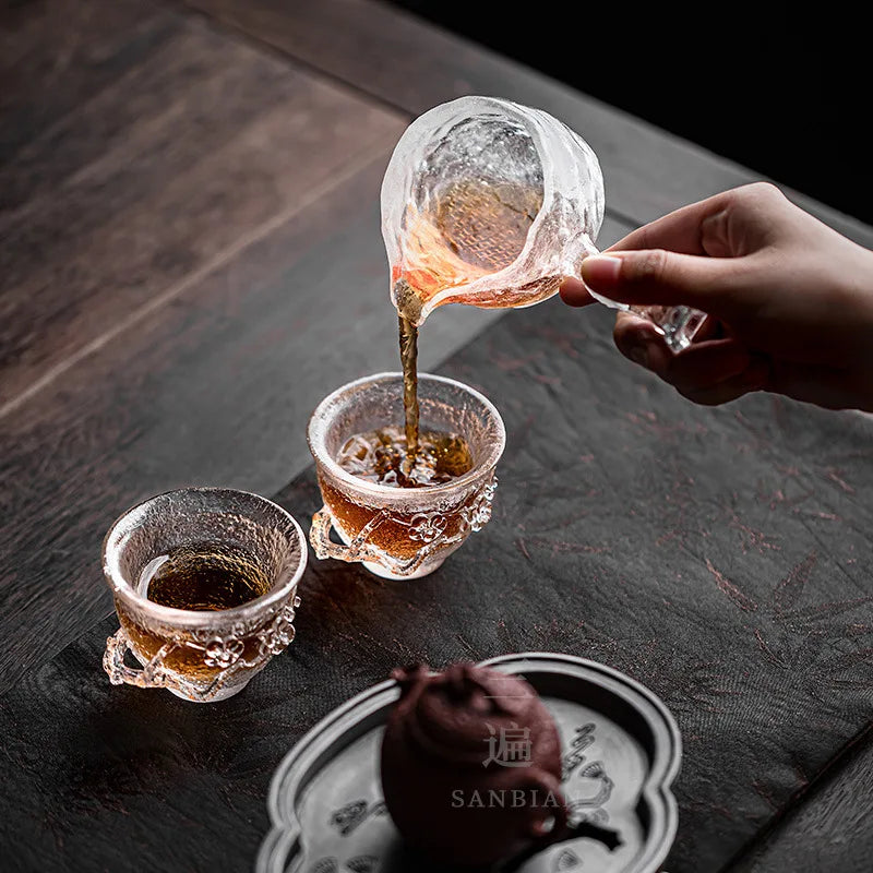 Japanese Glass Tea Cup Handmade Kung Fu Tea Set Plum Blossom Cup Master Cup Single Cup Large
