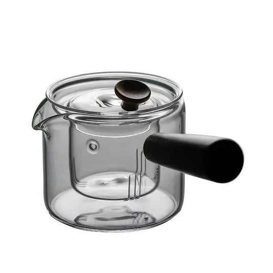 Japanese Glass Teapot with Side Handles Tea-Pot with Wooden Handles Kung Fu Tea Set Thickened Tea Maker Intuitive Tea Pot