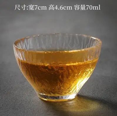Japanese Hammer Grain Glass Tea Cup Set, Crystal Transparent Cup, Kungfu Tea Set, Household Master, Small Tea Cup, 3Pcs Pack