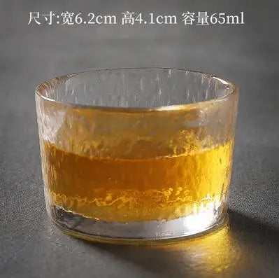 Japanese Hammer Grain Glass Tea Cup Set, Crystal Transparent Cup, Kungfu Tea Set, Household Master, Small Tea Cup, 3Pcs Pack