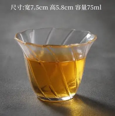 Japanese Hammer Grain Glass Tea Cup Set, Crystal Transparent Cup, Kungfu Tea Set, Household Master, Small Tea Cup, 3Pcs Pack
