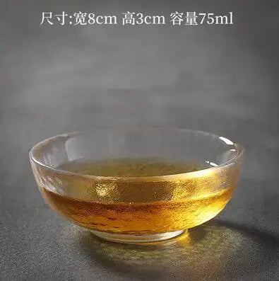 Japanese Hammer Grain Glass Tea Cup Set, Crystal Transparent Cup, Kungfu Tea Set, Household Master, Small Tea Cup, 3Pcs Pack