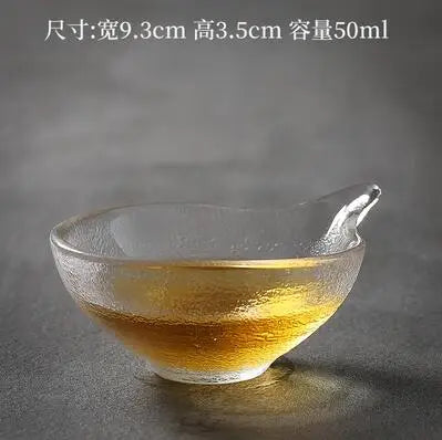 Japanese Hammer Grain Glass Tea Cup Set, Crystal Transparent Cup, Kungfu Tea Set, Household Master, Small Tea Cup, 3Pcs Pack