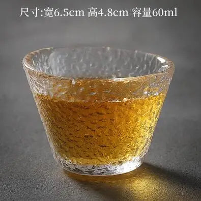 Japanese Hammer Grain Glass Tea Cup Set, Crystal Transparent Cup, Kungfu Tea Set, Household Master, Small Tea Cup, 3Pcs Pack