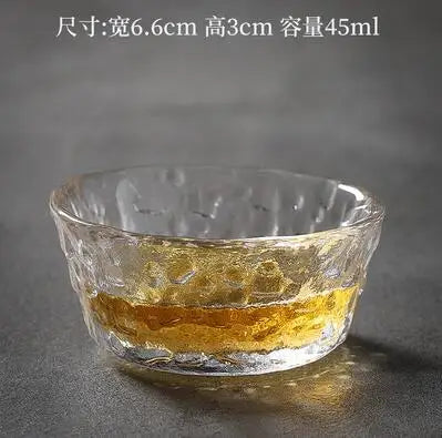 Japanese Hammer Grain Glass Tea Cup Set, Crystal Transparent Cup, Kungfu Tea Set, Household Master, Small Tea Cup, 3Pcs Pack