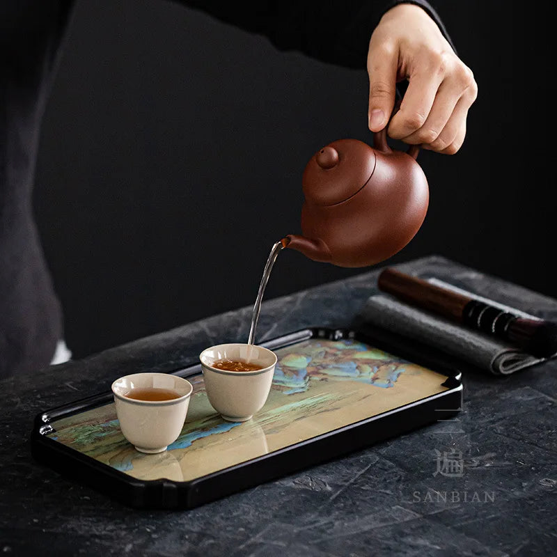 Japanese Handmade Bamboo Pot Tray Tea Tray Pot Mat Water Storage Tea Table Teapot Tray Tea Pitcher Kung Fu Tea Ceremony