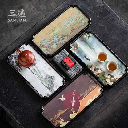 Japanese Handmade Bamboo Pot Tray Tea Tray Pot Mat Water Storage Tea Table Teapot Tray Tea Pitcher Kung Fu Tea Ceremony
