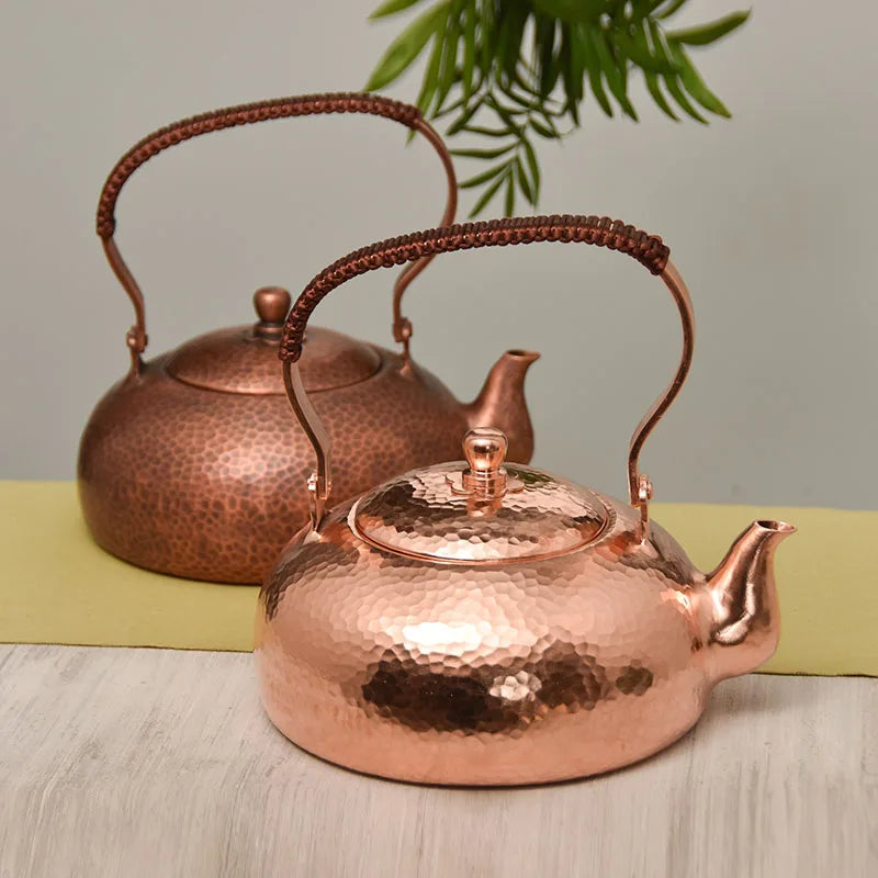 Japanese Handmade Copper Teapot, Handmade Kettle, Water Kettles, Thickened Teapot, Hammer Pattern, Single Handle Water Boiler