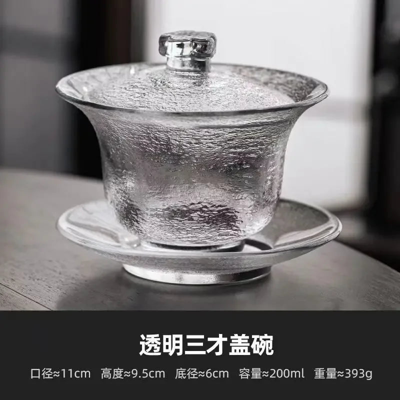 Japanese Handmade Heat-resistant Glass Cover Bowl Gaiwan Tea Set Tea Ceremony Accessories Gaiwan for Travel Gai Wan Tureen