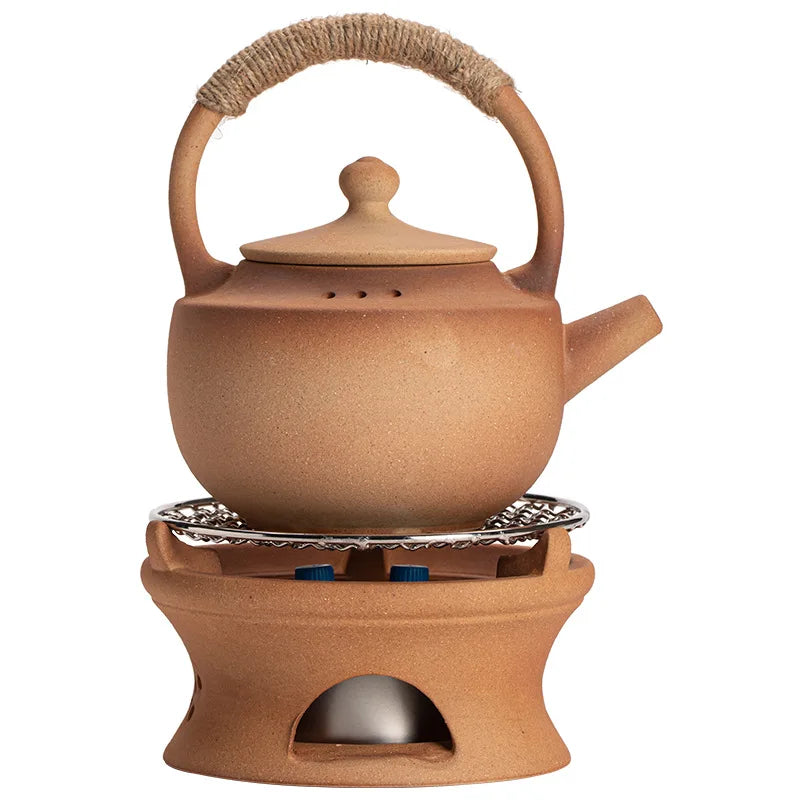 Japanese Handmade Kungfu Tea Set Teapot Round Furnace Fast Alcohol Furnace Dry-fired Clay Teapot Beam Kettle Teaware Kitchen Bar