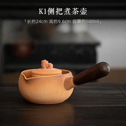 Japanese Handmade Kungfu Tea Set Teapot Round Furnace Fast Alcohol Furnace Dry-fired Clay Teapot Beam Kettle Teaware Kitchen Bar