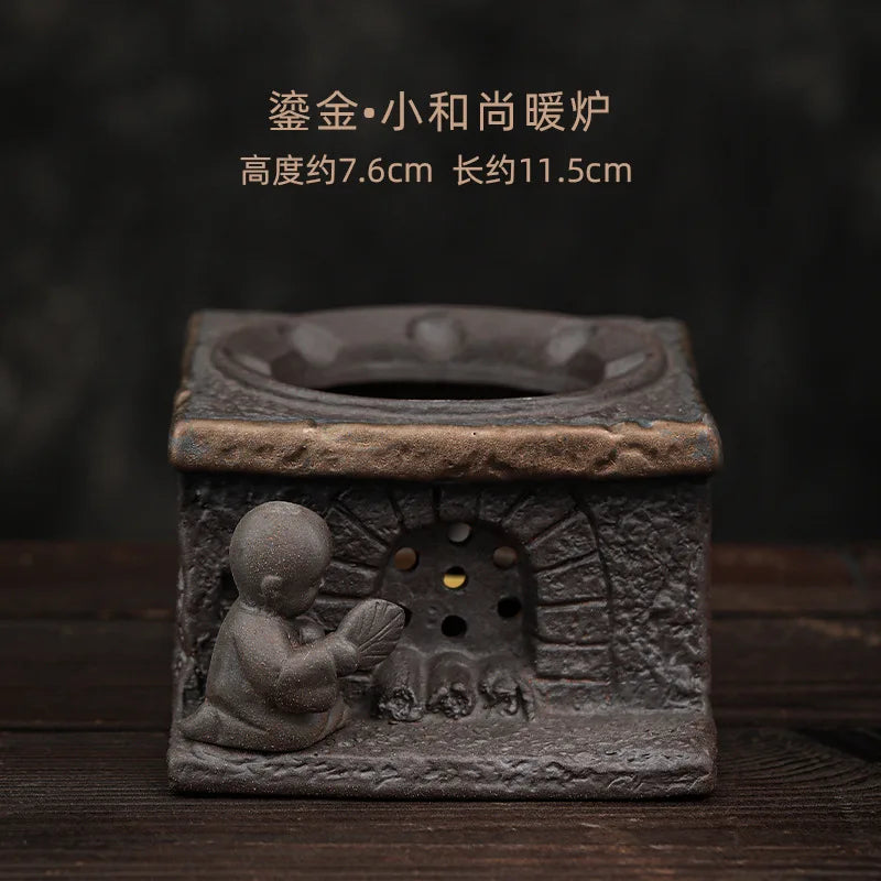 Japanese Handmade Stoneware Teapot Tea Pot Gilt Pumpkin Lifting Beam Pot Candle Warm Teapot Set Infuser Teaware Kitchen Dining