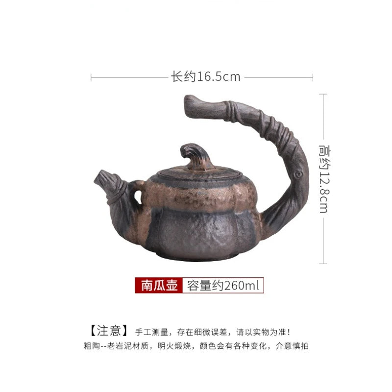 Japanese Handmade Stoneware Teapot Tea Pot Gilt Pumpkin Lifting Beam Pot Candle Warm Teapot Set Infuser Teaware Kitchen Dining