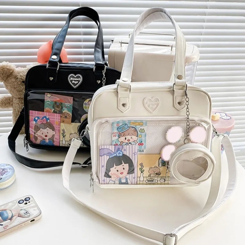 Japanese Harajuku Itabag Girls Transparent Bag with Coin Purse Student Handbags