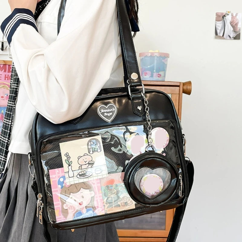Japanese Harajuku Itabag Girls Transparent Bag with Coin Purse Student Handbags