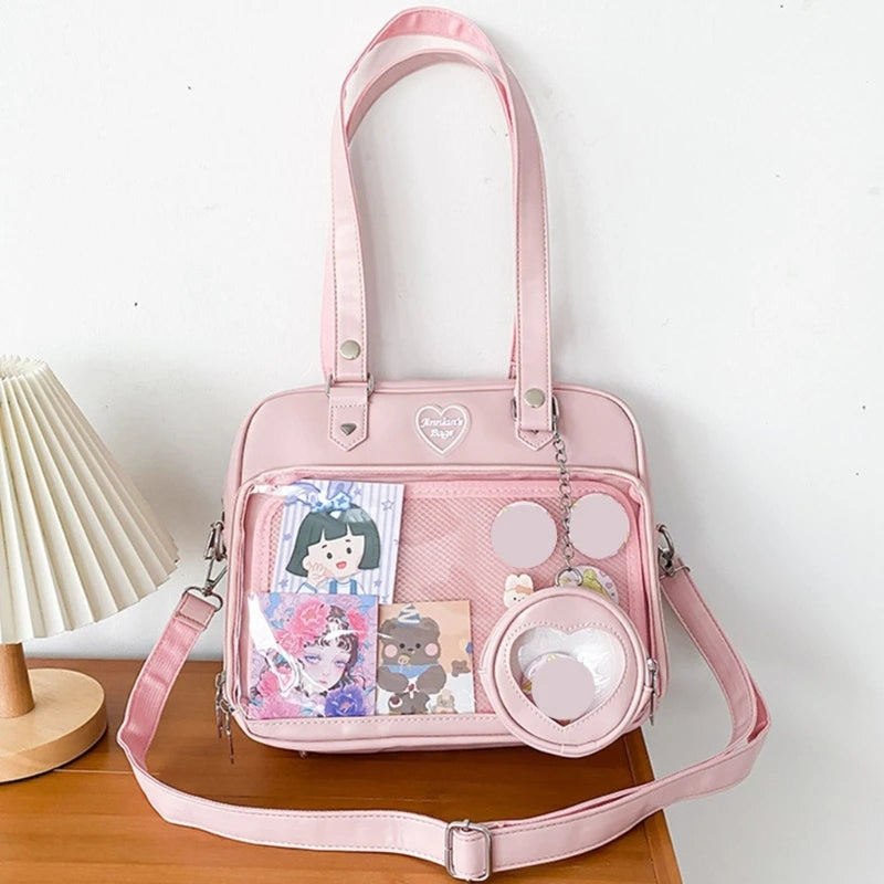Japanese Harajuku Itabag Girls Transparent Bag with Coin Purse Student Handbags
