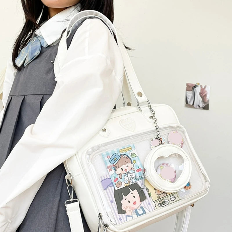 Japanese Harajuku Itabag Girls Transparent Bag with Coin Purse Student Handbags