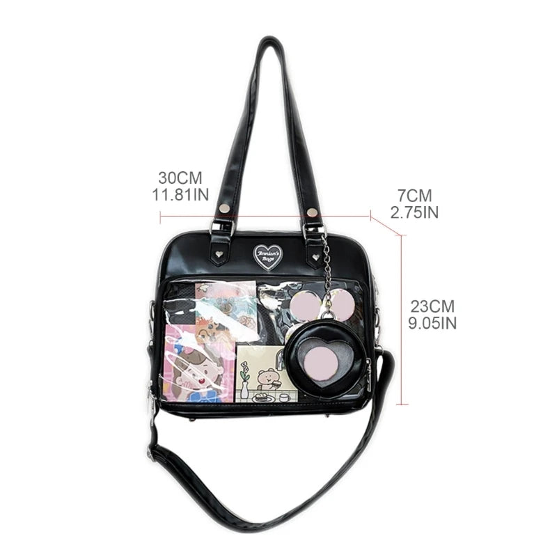 Japanese Harajuku Itabag Girls Transparent Bag with Coin Purse Student Handbags