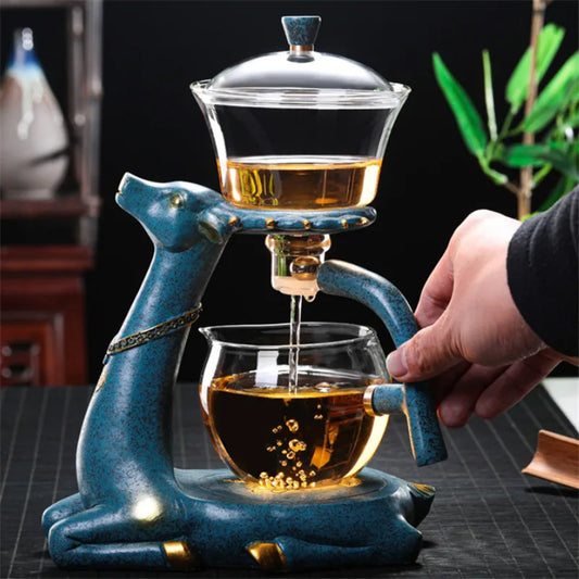 Japanese High Borosilicate Glass Teapot Creative Semi-Automatic Infuser Tea Coffee Pot Heat-Resistant Kettle With Base Teaware