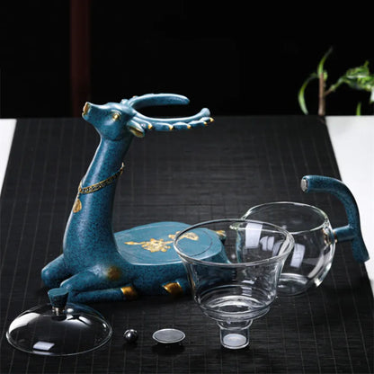 Japanese High Borosilicate Glass Teapot Creative Semi-Automatic Infuser Tea Coffee Pot Heat-Resistant Kettle With Base Teaware