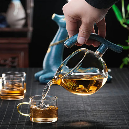 Japanese High Borosilicate Glass Teapot Creative Semi-Automatic Infuser Tea Coffee Pot Heat-Resistant Kettle With Base Teaware