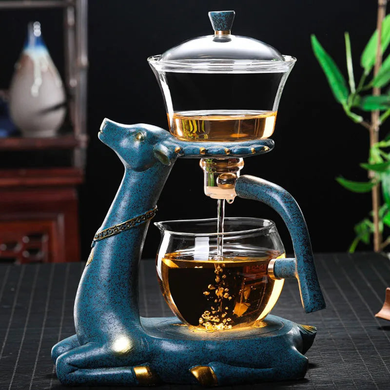 Japanese High Borosilicate Glass Teapot Creative Semi-Automatic Infuser Tea Coffee Pot Heat-Resistant Kettle With Base Teaware