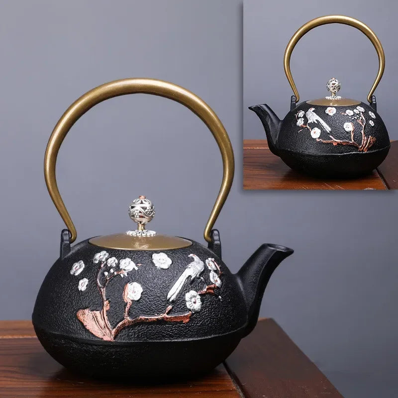 Japanese High quality Cast Iron Teapot Induction Cooker Kettle With Strainer Tea Pot Oolong Tea Coffee Maker Office Tea set 1.2L