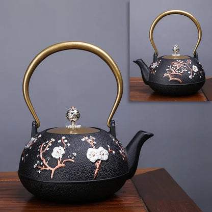 Japanese High quality Cast Iron Teapot Induction Cooker Kettle With Strainer Tea Pot Oolong Tea Coffee Maker Office Tea set 1.2L