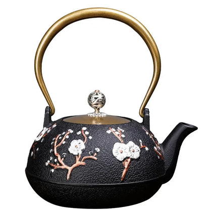 Japanese High quality Cast Iron Teapot Induction Cooker Kettle With Strainer Tea Pot Oolong Tea Coffee Maker Office Tea set 1.2L