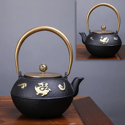 Japanese High quality Cast Iron Teapot Induction Cooker Kettle With Strainer Tea Pot Oolong Tea Coffee Maker Office Tea set 1.2L