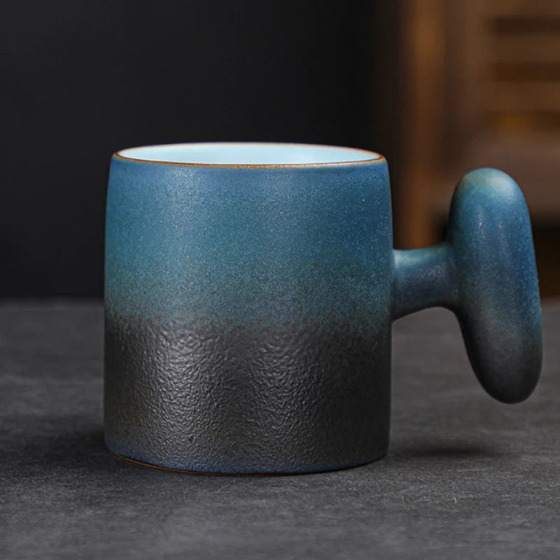 Japanese Household Stoneware Teacup Coffee Tea Anti-scald Master Cup Single Cup With Handle Teaware Kitchen Dining Bar Home
