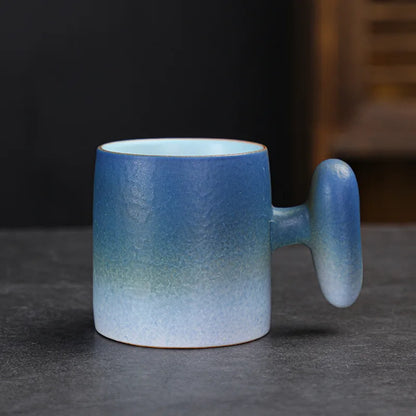 Japanese Household Stoneware Teacup Coffee Tea Anti-scald Master Cup Single Cup With Handle Teaware Kitchen Dining Bar Home