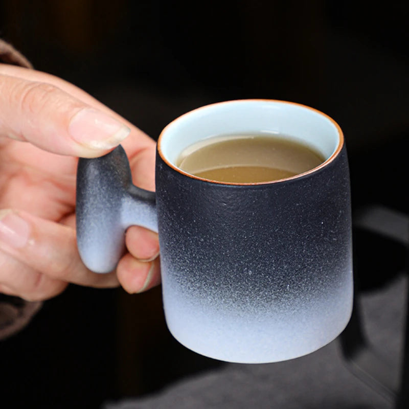 Japanese Household Stoneware Teacup Coffee Tea Anti-scald Master Cup Single Cup With Handle Teaware Kitchen Dining Bar Home
