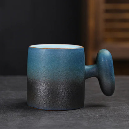Japanese Household Stoneware Teacup Coffee Tea Anti-scald Master Cup Single Cup With Handle Teaware Kitchen Dining Bar Home