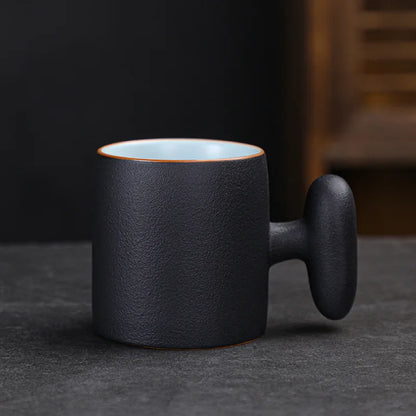 Japanese Household Stoneware Teacup Coffee Tea Anti-scald Master Cup Single Cup With Handle Teaware Kitchen Dining Bar Home
