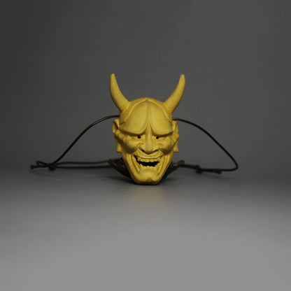 Japanese Mask Prajna Tiangou Exorcism Necklace Pendant Boxwood Pure Manual Solid Wood Carving