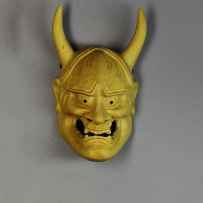 Japanese Mask Prajna Tiangou Exorcism Necklace Pendant Boxwood Pure Manual Solid Wood Carving