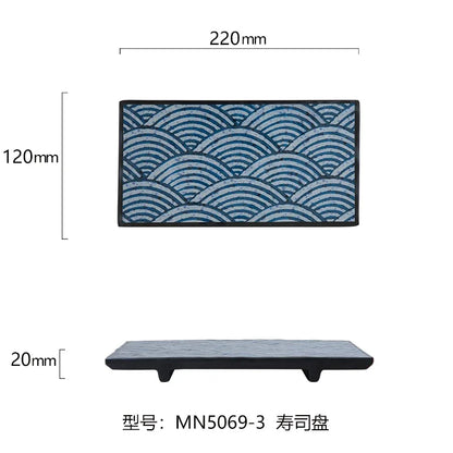 Japanese Melamine Sushi Plate Rectangular Cold Dish Plate Creative Plastic Dinner Plates Home Tableware Kitchen Accessories