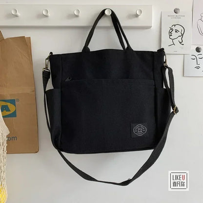Japanese Multi-pocket Handbag Large-capacity Canvas Tote Bag Simple School lady bag One-shoulder Men's and Women's Messenger Bag