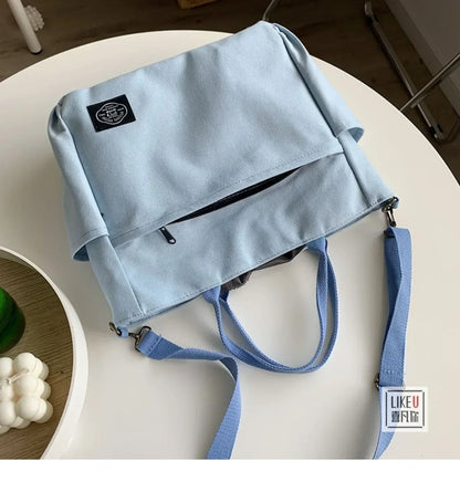 Japanese Multi-pocket Handbag Large-capacity Canvas Tote Bag Simple School lady bag One-shoulder Men's and Women's Messenger Bag