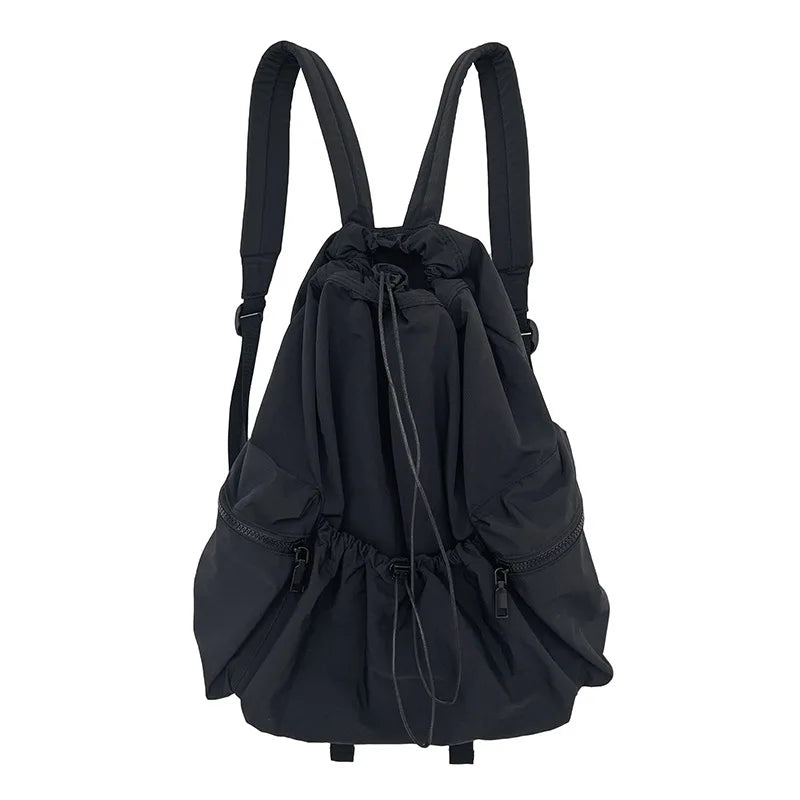 Japanese New Drawstring Backpack Women's Fashion High Capacity Casual Lightweight Nylon Student Backpack