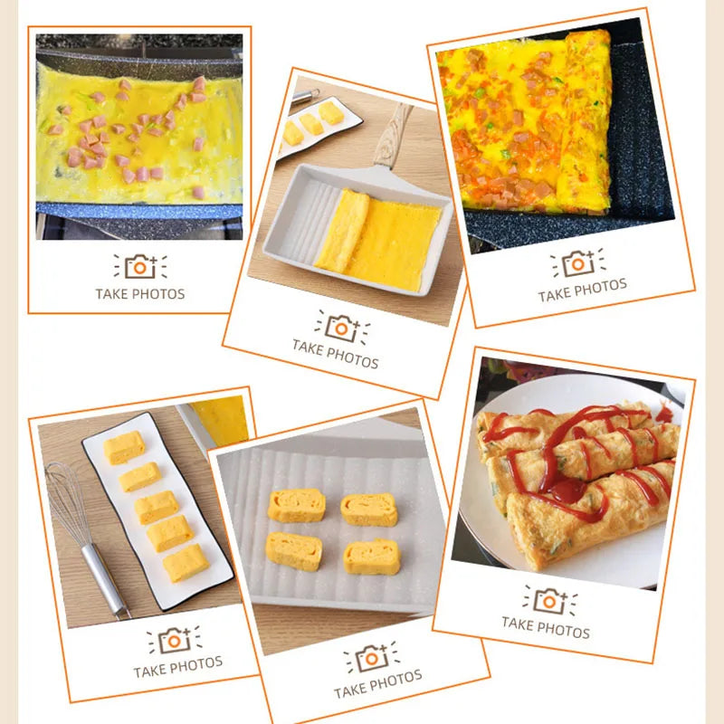 Japanese Omelette Egg Pan Nonstick Retangle Frying Pan with Anti Scalding Handle Pancake Maker Pot Kitchen Cookware