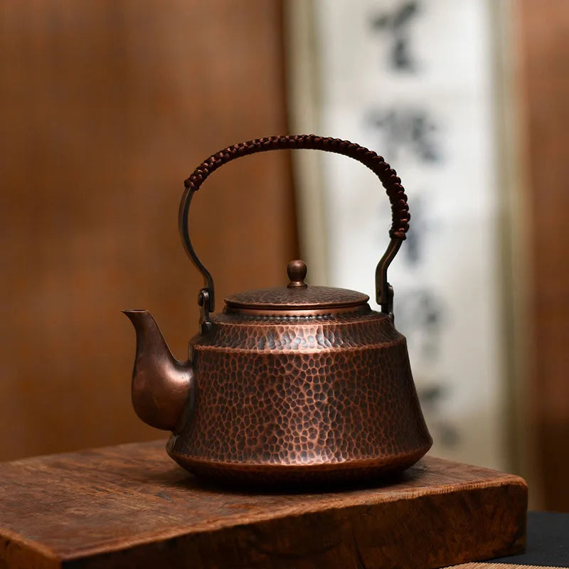 Japanese Pure Copper Teapot, Small Bubble Tea Pot, Handmade Copper Kettle, Handle Play Pot, Kung Fu Teapot, Retro Gift