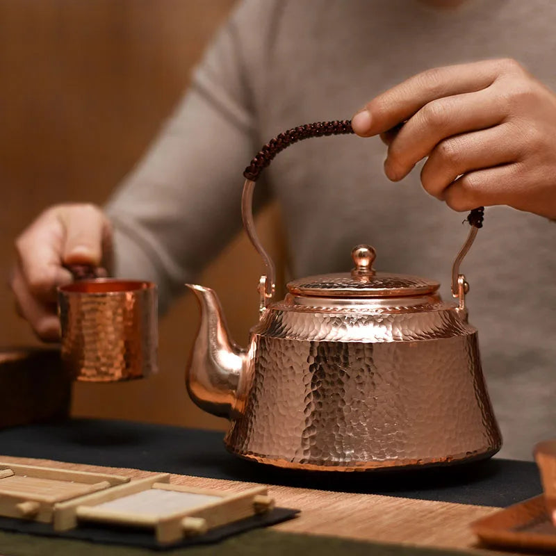 Japanese Pure Copper Teapot, Small Bubble Tea Pot, Handmade Copper Kettle, Handle Play Pot, Kung Fu Teapot, Retro Gift