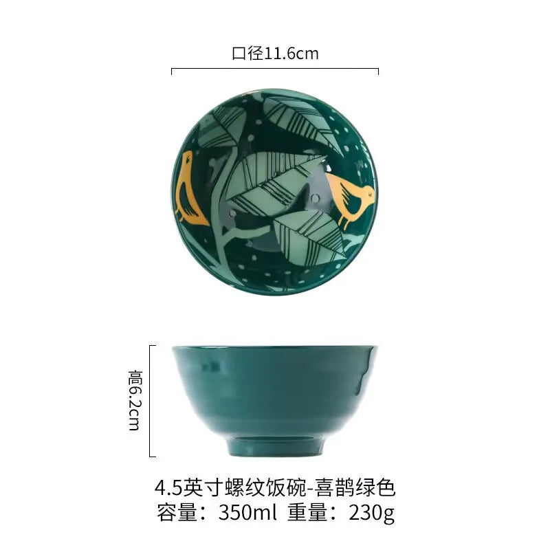 Japanese Ramen Bowl Household Soup Bowl Salad Bowl Ceramic Tableware Instant Noodle Bowl Ceramic Tableware