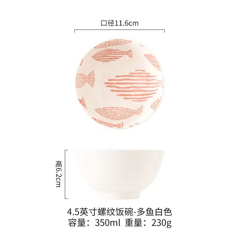 Japanese Ramen Bowl Household Soup Bowl Salad Bowl Ceramic Tableware Instant Noodle Bowl Ceramic Tableware