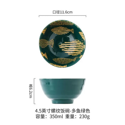 Japanese Ramen Bowl Household Soup Bowl Salad Bowl Ceramic Tableware Instant Noodle Bowl Ceramic Tableware
