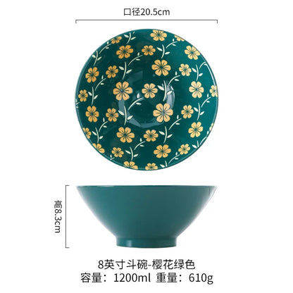 Japanese Ramen Bowl Household Soup Bowl Salad Bowl Ceramic Tableware Instant Noodle Bowl Ceramic Tableware