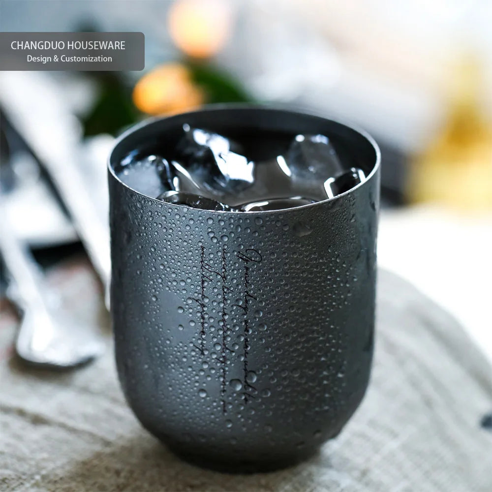 Japanese Restaurant Beer Glass Handy Cup of Tea and Wine Cup Vintage Stainless Steel Mug Barware Kitchen Dining Bar Home Garden